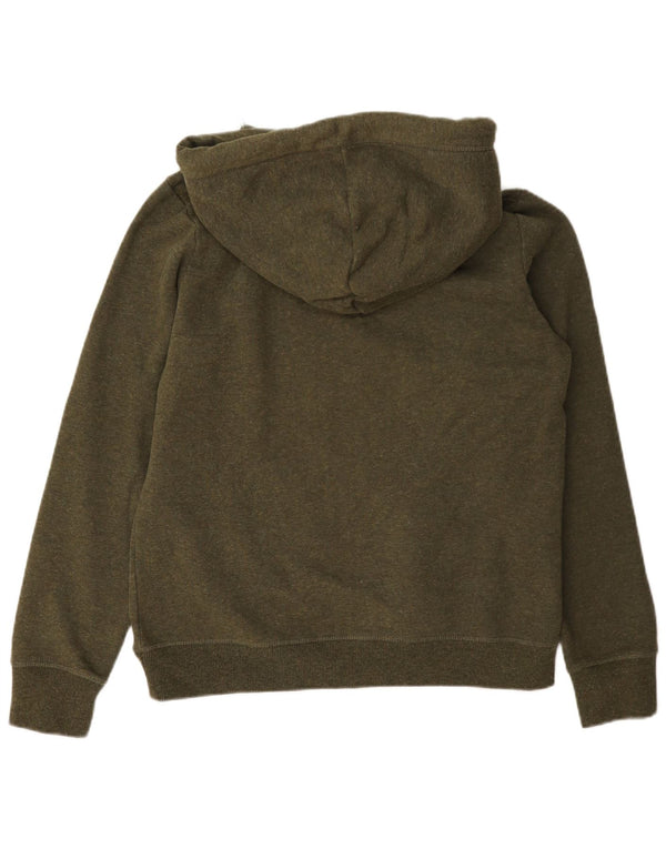 Superdry Womens Hoodie Jumper UK 12 Medium Khaki Cotton
