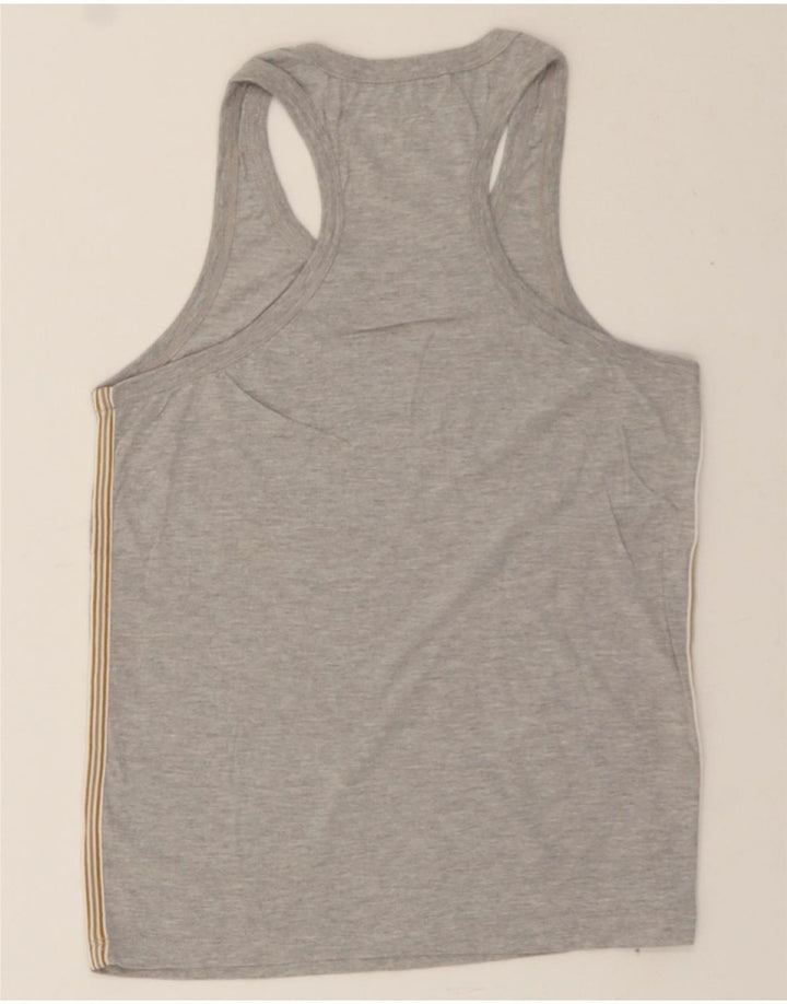 TRUSSARDI Womens Graphic Vest Top UK 12 Medium Grey Cotton Vintage Trussardi and Second-Hand Trussardi from Messina Hembry 