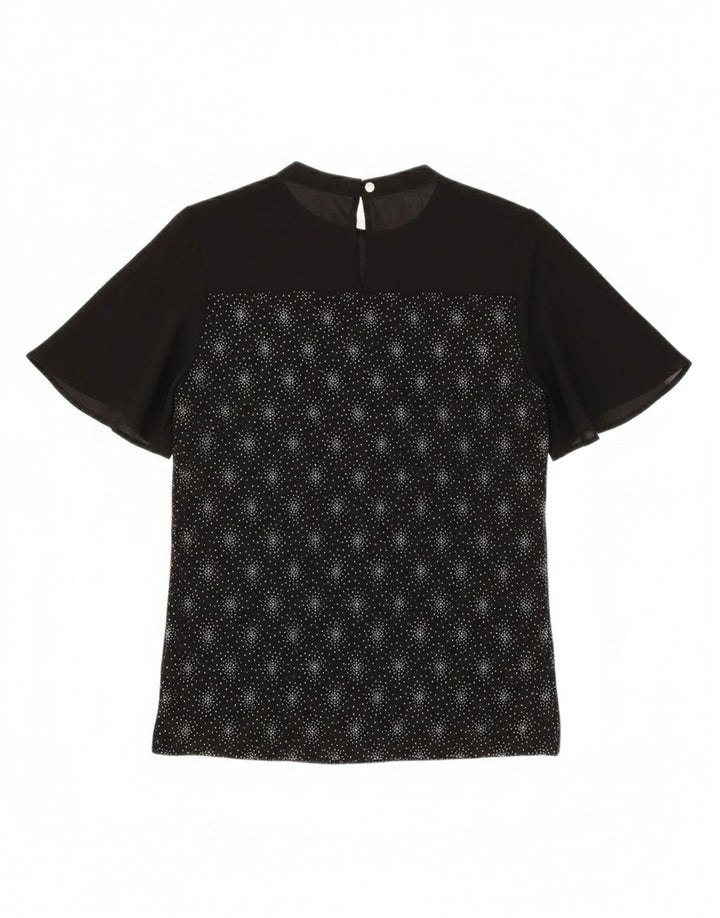 OASIS Womens Blouse Top UK 6 XS Black Spotted Polyester