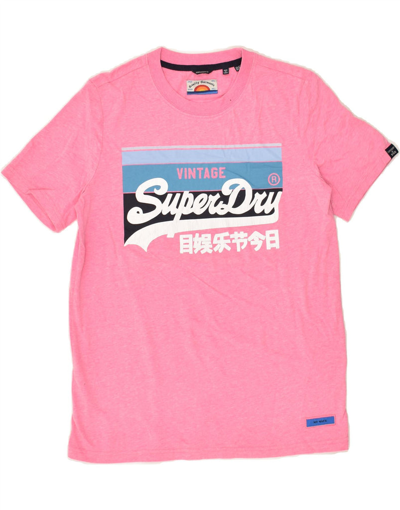 SUPERDRY Womens Graphic T-Shirt Top UK 10 Small  Pink Polyester | Vintage Superdry | Thrift | Second-Hand Superdry | Used Clothing | Messina Hembry 