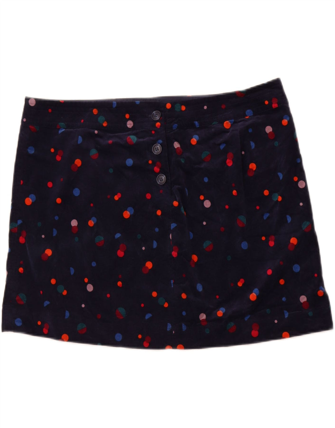 MONSOON Womens Velvet Mini Skirt UK 20 2XL W40 Navy Blue Spotted Cotton