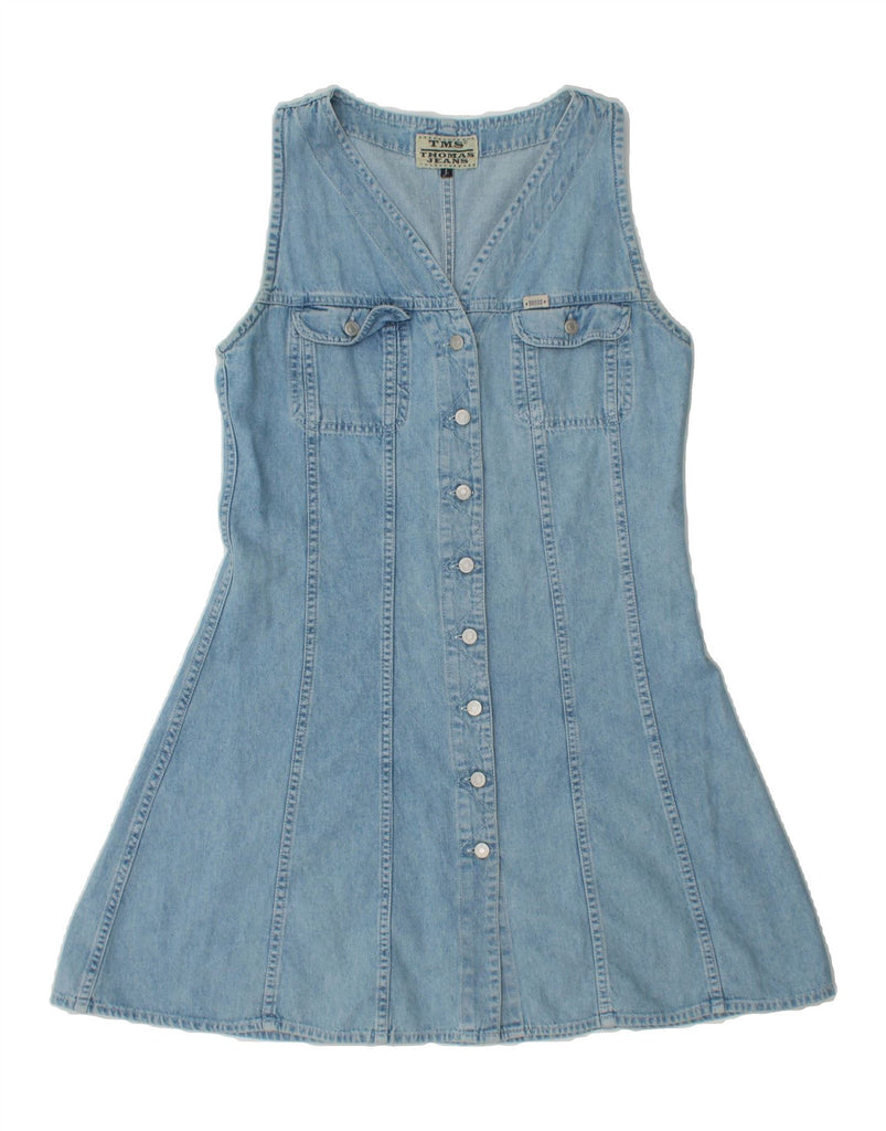 VINTAGE Womens Sleeveless Denim Dress UK 14 Large Blue Vintage Vintage and Second-Hand Vintage from Messina Hembry 