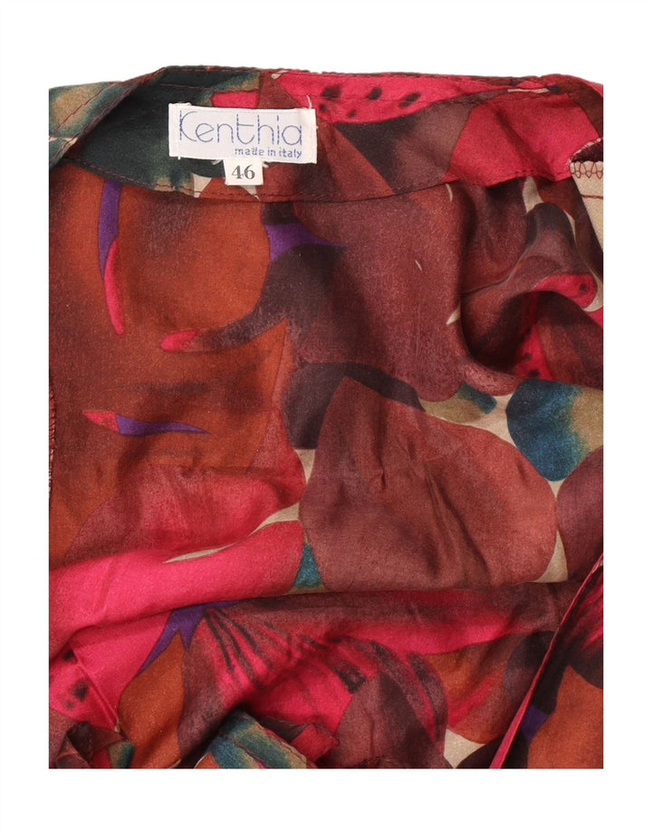 VINTAGE Womens Oversized Front Tie Shirt Blouse IT 46 Large Multicoloured