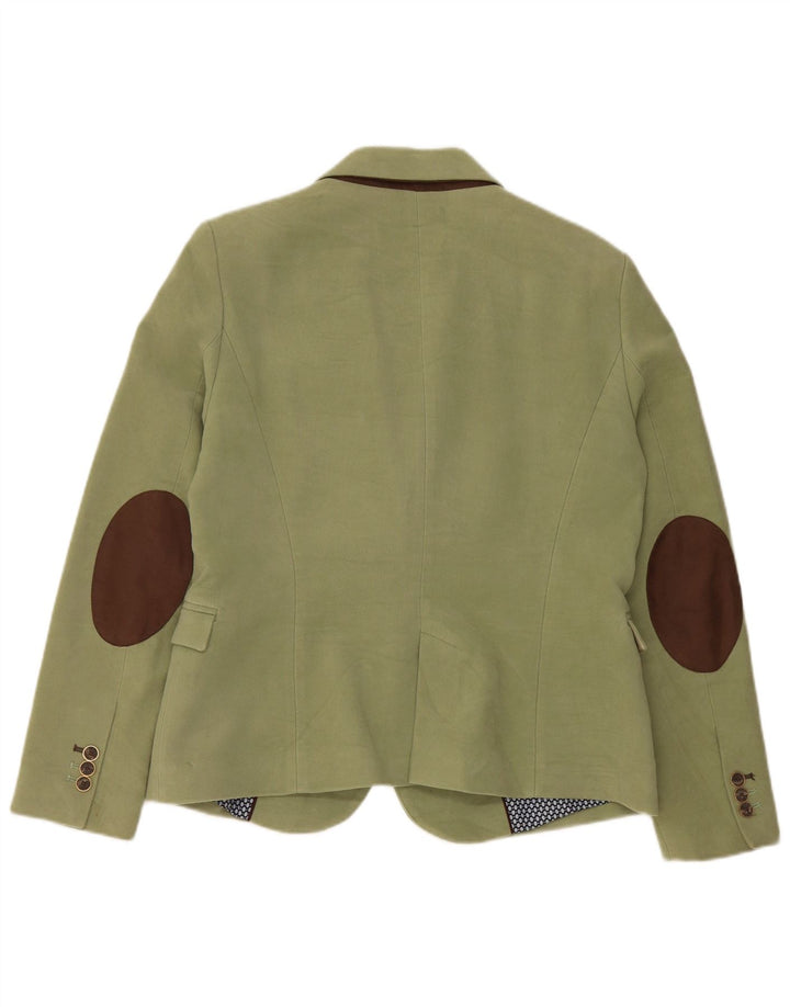 Zara Womens 1 Button Blazer Jacket UK 18 XL Green Cotton