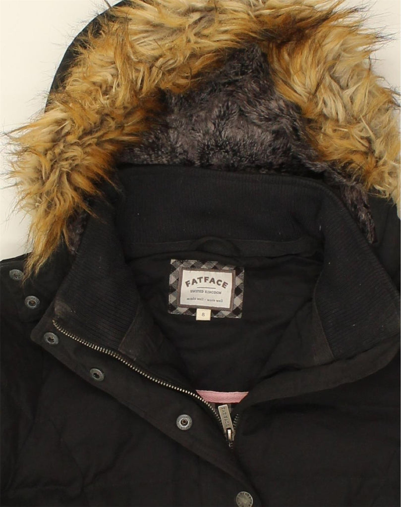 FAT FACE Womens Hooded Padded Jacket UK 8 Small  Black Polyester | Vintage Fat Face | Thrift | Second-Hand Fat Face | Used Clothing | Messina Hembry 