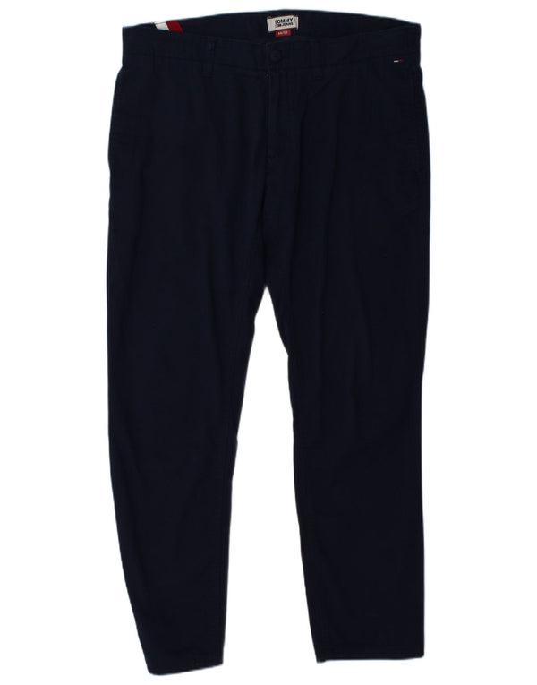 Tommy Hilfiger Mens Slim Fit Chino Trousers W34 L30 Navy Blue Cotton
