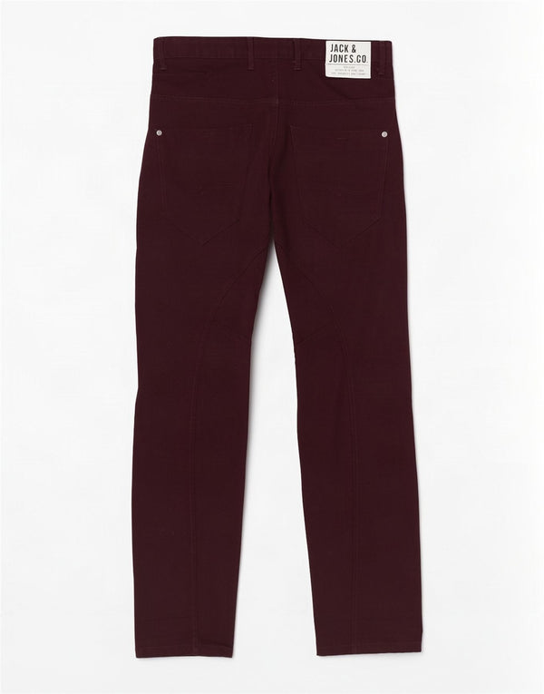 Jack & Jones Mens Banana Slim Casual Trousers W34 L33 Burgundy