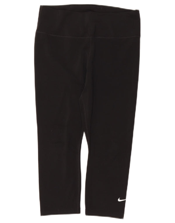 NIKE Womens Dri Fit Capri Leggings UK 12 Medium Black Polyester