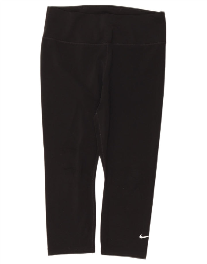 NIKE Womens Dri Fit Capri Leggings UK 12 Medium Black Polyester