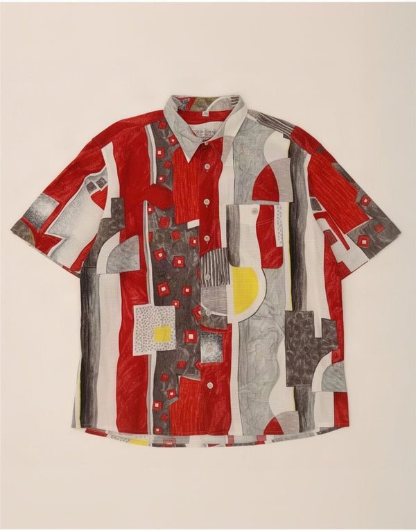 Vintage Mens Short Sleeve Shirt Size 45 2XL Multicoloured Patchwork Cotton