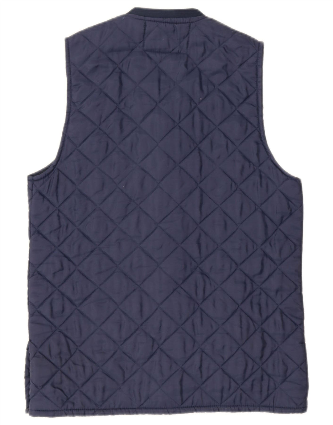 Vintage Mens Quilted Gilet UK 38 Medium Navy Blue Nylon