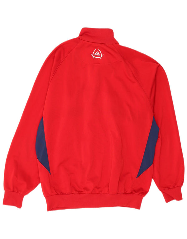 Adidas Boys Tracksuit Top Jacket 13-14 Years Red Colourblock Polyester