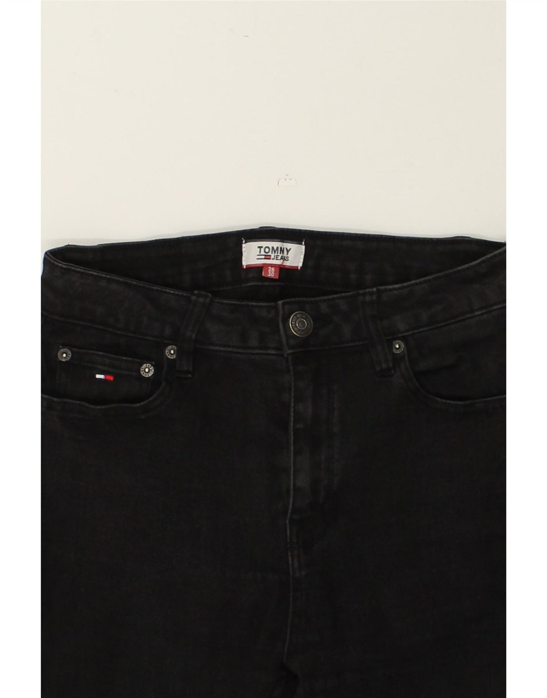 TOMMY HILFIGER Womens Skinny Jeans W26 L25 Black Cotton | Vintage Tommy Hilfiger | Thrift | Second-Hand Tommy Hilfiger | Used Clothing | Messina Hembry 