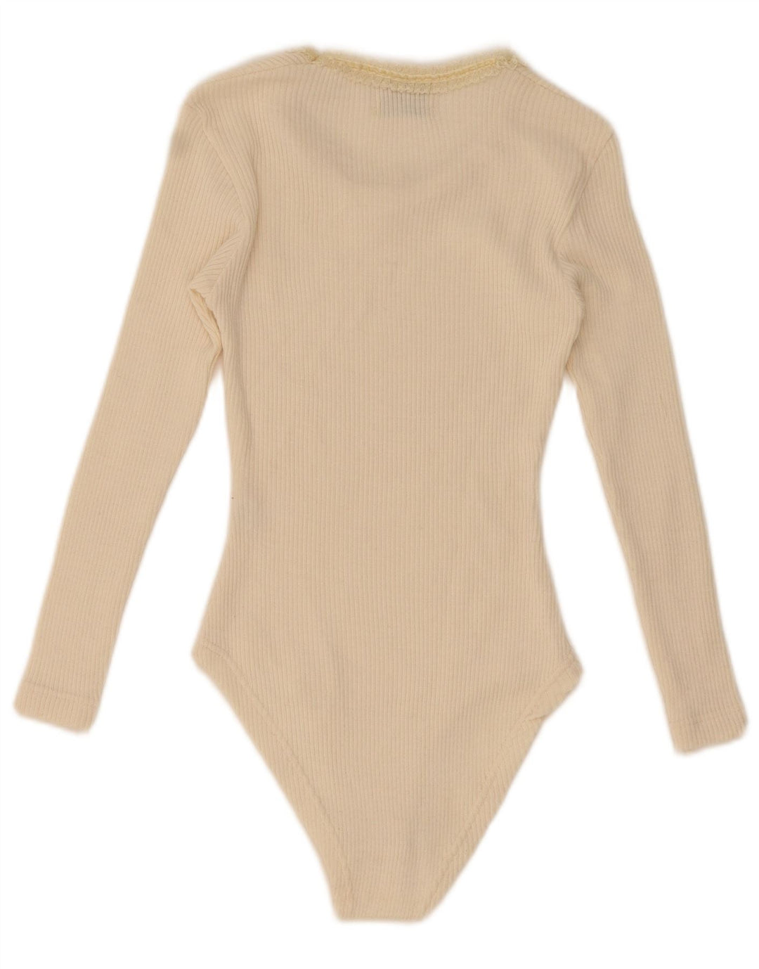Compagnie Womens Long Sleeve Bodysuit UK 12 Medium Off White