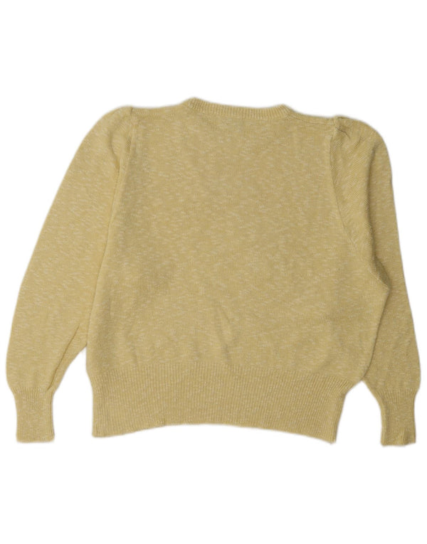 Lucia Womens Crop Boat Neck Jumper Sweater UK 14 Large Yellow Floral