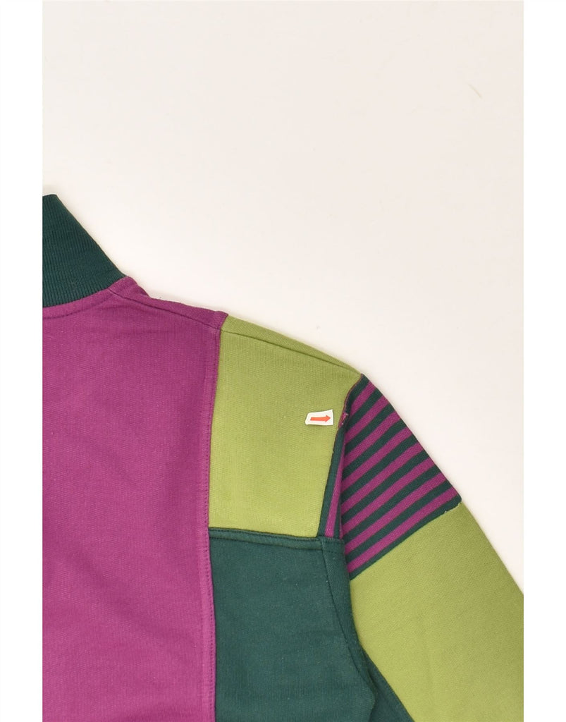 CAMPAGNOLO Womens Graphic Polo Neck Sweatshirt Jumper IT 40 Small Purple | Vintage Campagnolo | Thrift | Second-Hand Campagnolo | Used Clothing | Messina Hembry 