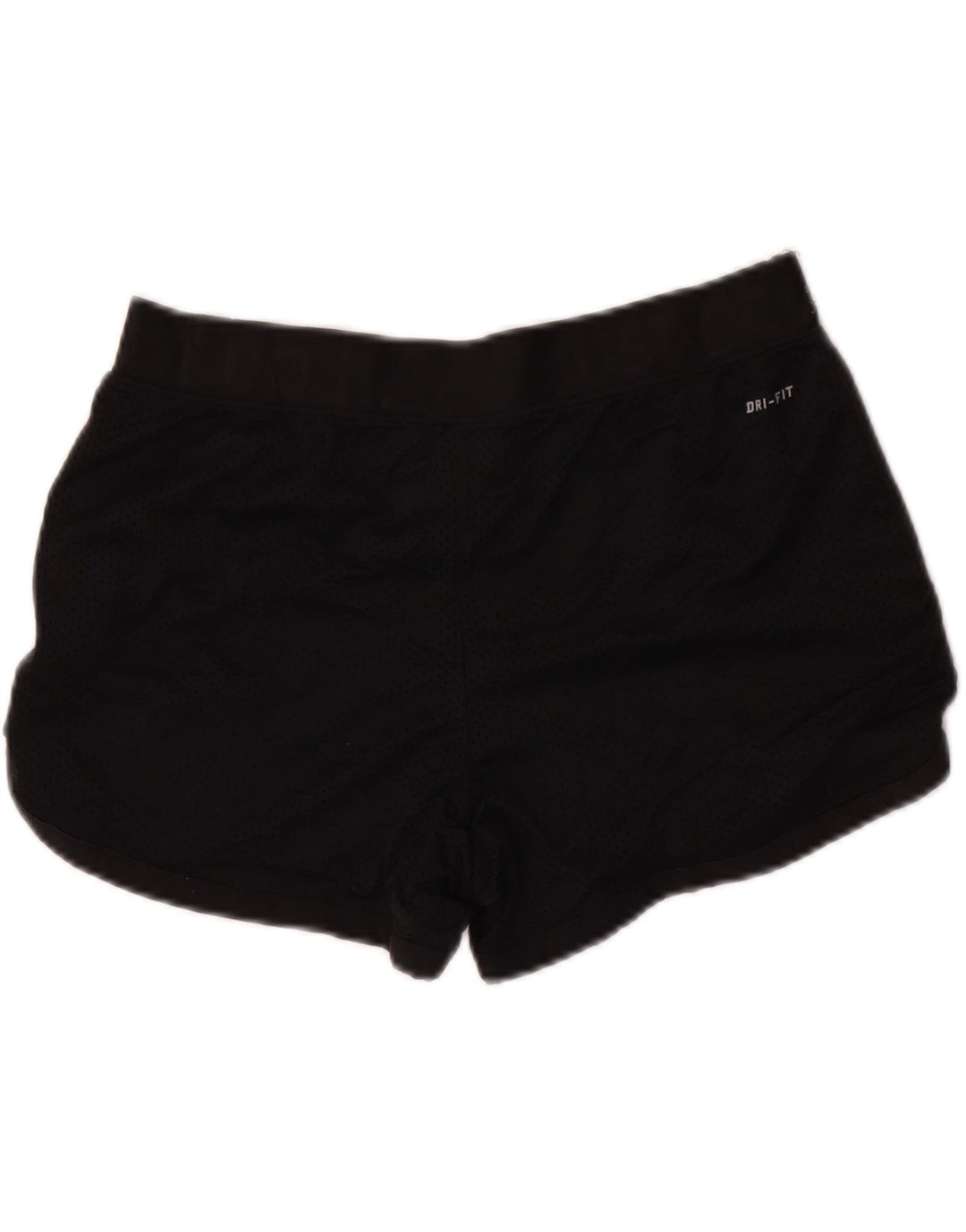 NIKE Womens Dri Fit Graphic Sport Shorts UK 14 Medium  Black Polyester