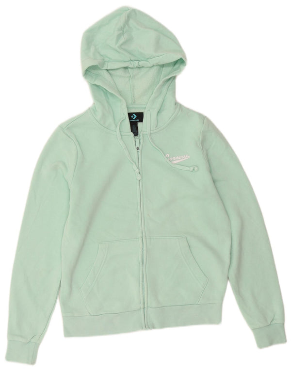 Converse Womens Zip Hoodie Sweater UK 10 Small Turquoise Cotton