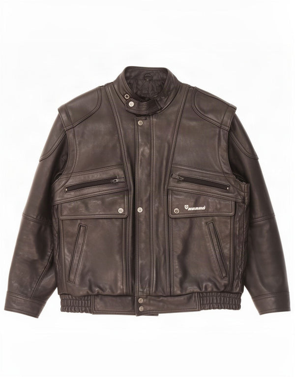 Harro Mens Leather Jacket IT 52 XL Black