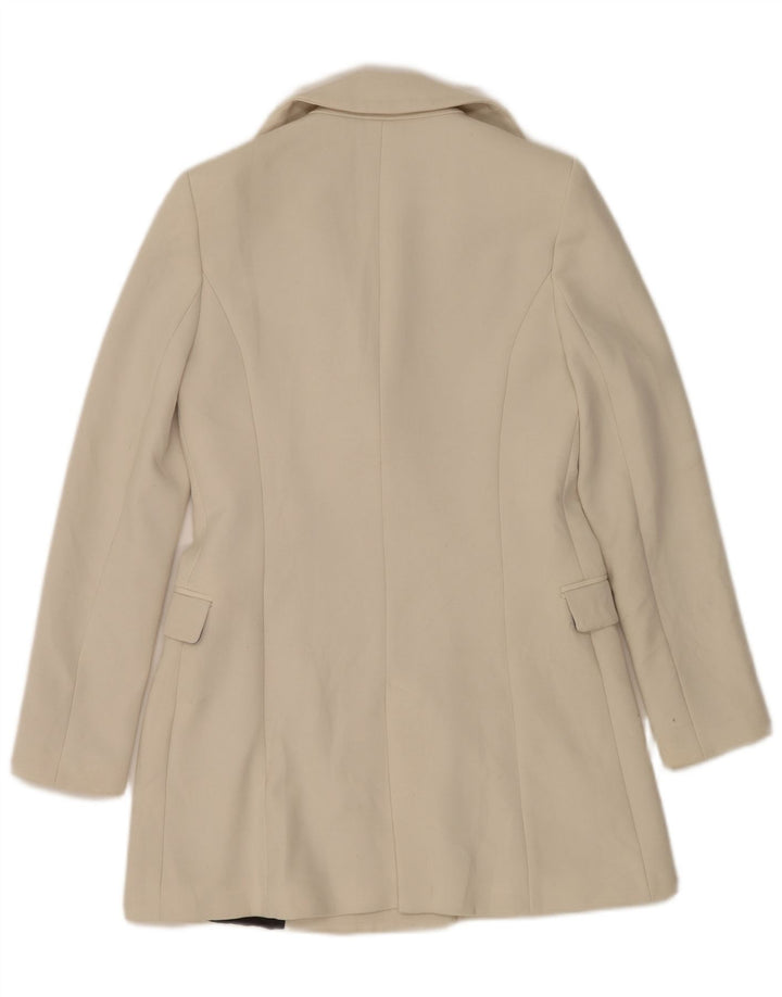 Zara Womens Overcoat UK 6 XS Off White Polyester