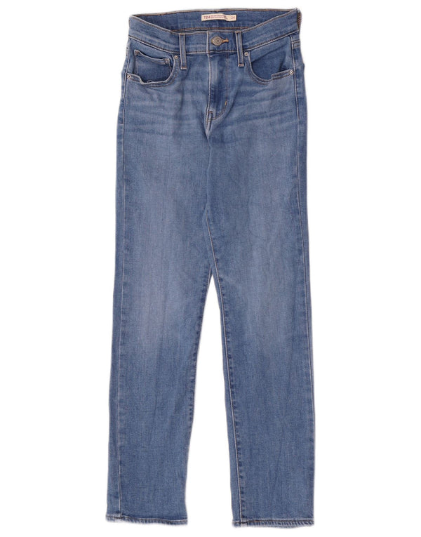 Levi's Womens 724 High Rise Straight Jeans W24 L26 Blue Cotton