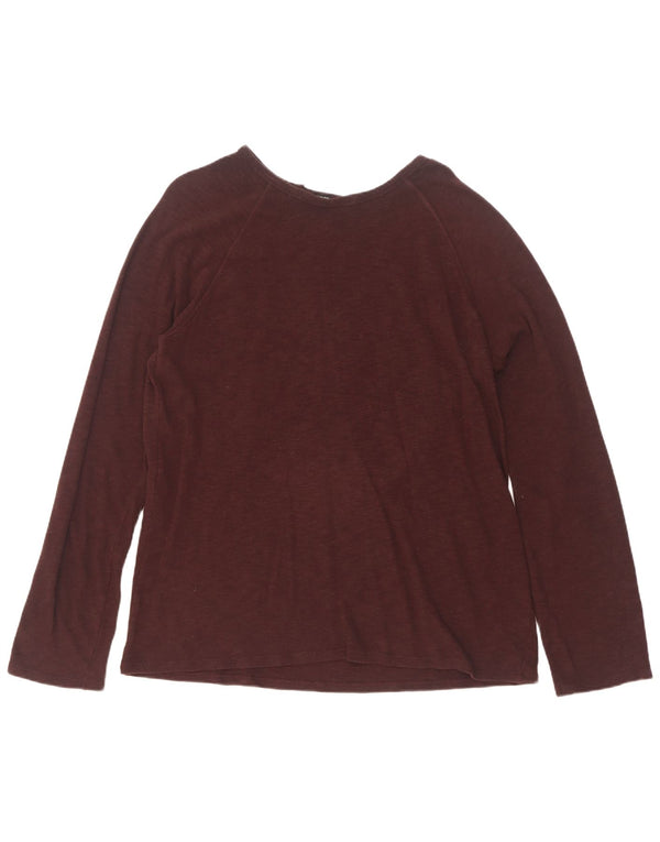 Zara Womens Top Long Sleeve UK 18 XL Brown Flecked Cotton