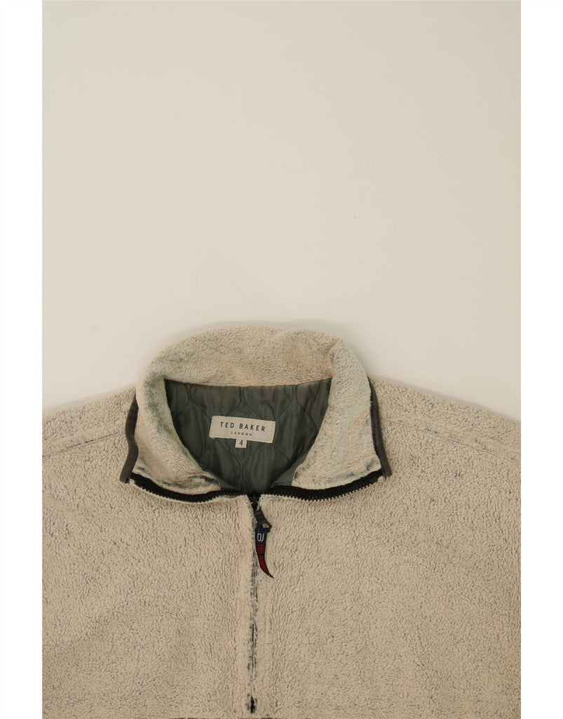 TED BAKER Mens Fleece Anorak Jacket Size 4 Large Beige Cotton Vintage Ted Baker and Second-Hand Ted Baker from Messina Hembry 