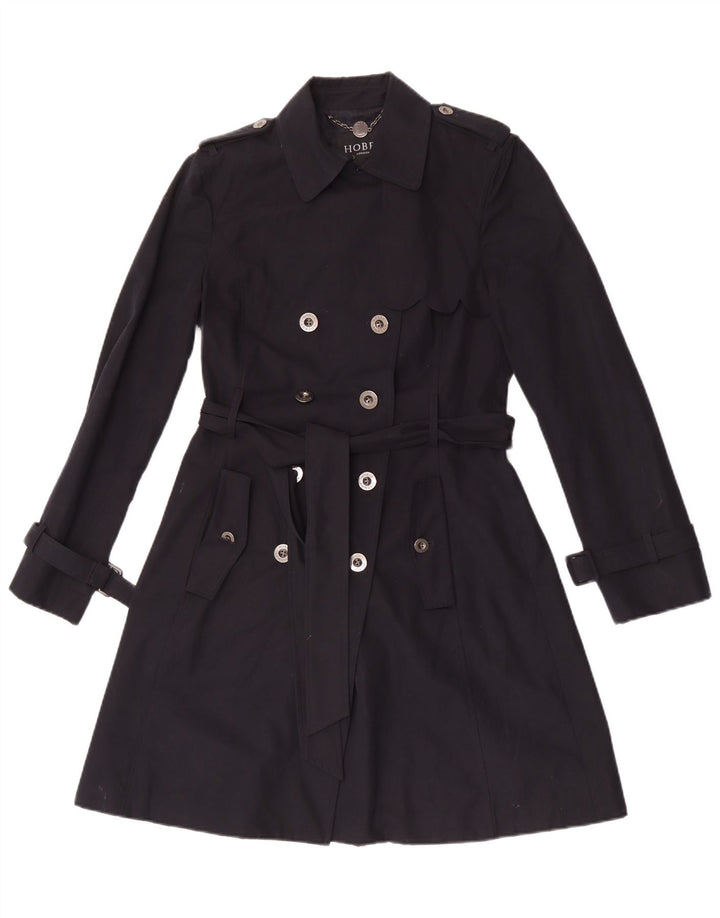 Hobbs Womens Trench Coat UK 8 Small Navy Blue Polyester