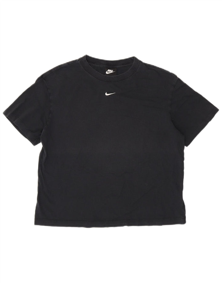NIKE Womens Crop Oversized T-Shirt Top UK 10 Small Black Cotton