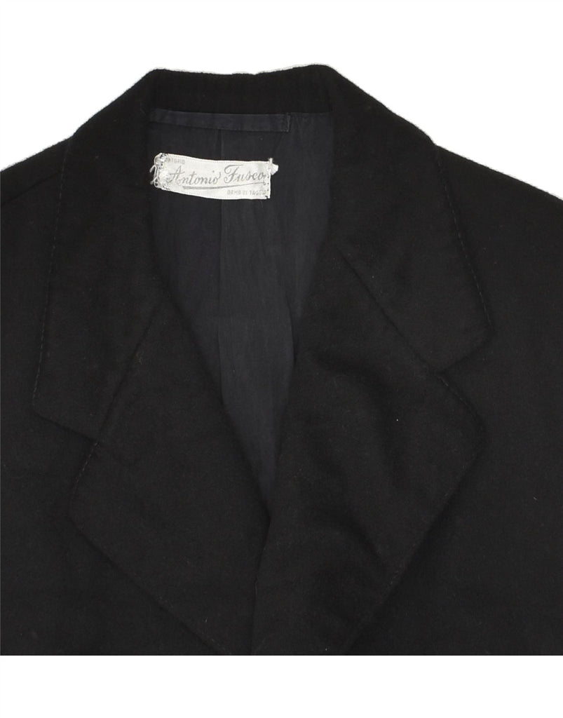 ANTONIO FUSCO Mens Overcoat UK 38 Medium Black Vintage Antonio Fusco and Second-Hand Antonio Fusco from Messina Hembry 