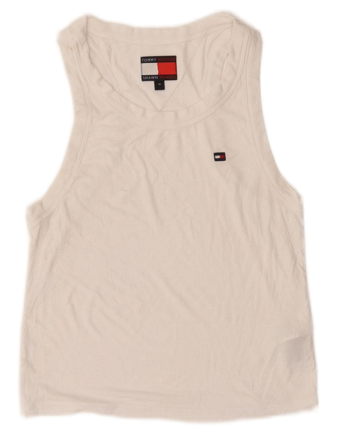 Tommy Hilfiger Womens Crop Vest Top UK 12 Medium White Modal