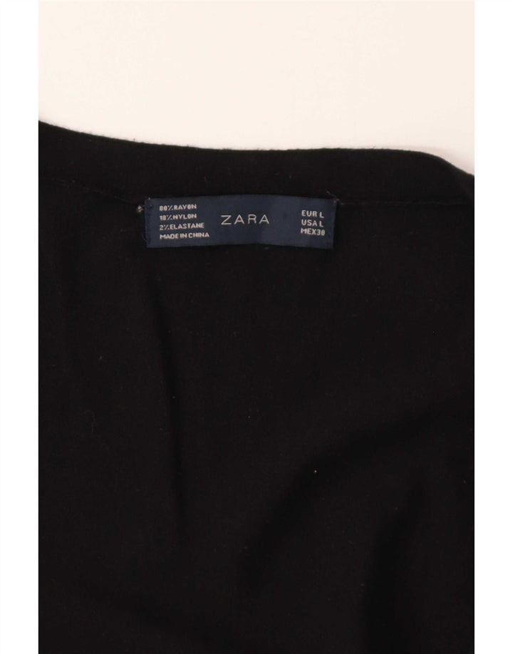 Zara Womens Cardigan Sweater UK 16 Large Black Rayon