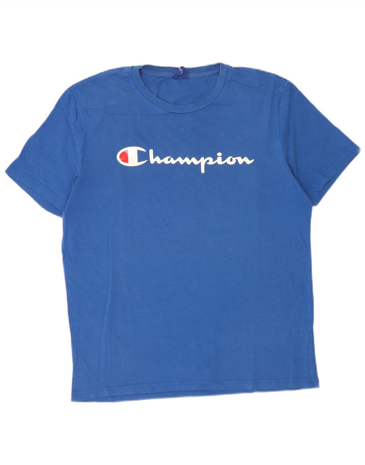 Champion Mens Graphic T-Shirt Top Large Blue