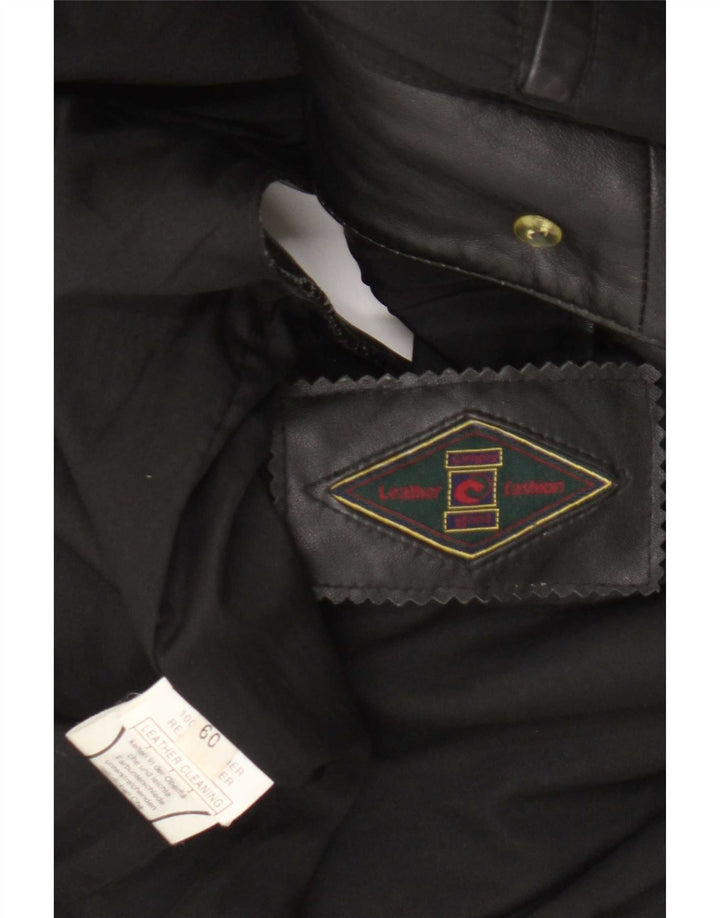 Vintage Mens Leather Waistcoat UK 42 XL Black