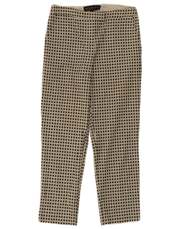 Topshop Womens Petite Cropped Trousers UK 8 Small W26 L24 Beige Geometric