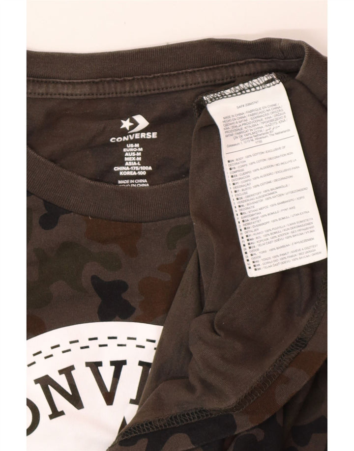 CONVERSE Mens Graphic T-Shirt Top Medium Grey Camouflage