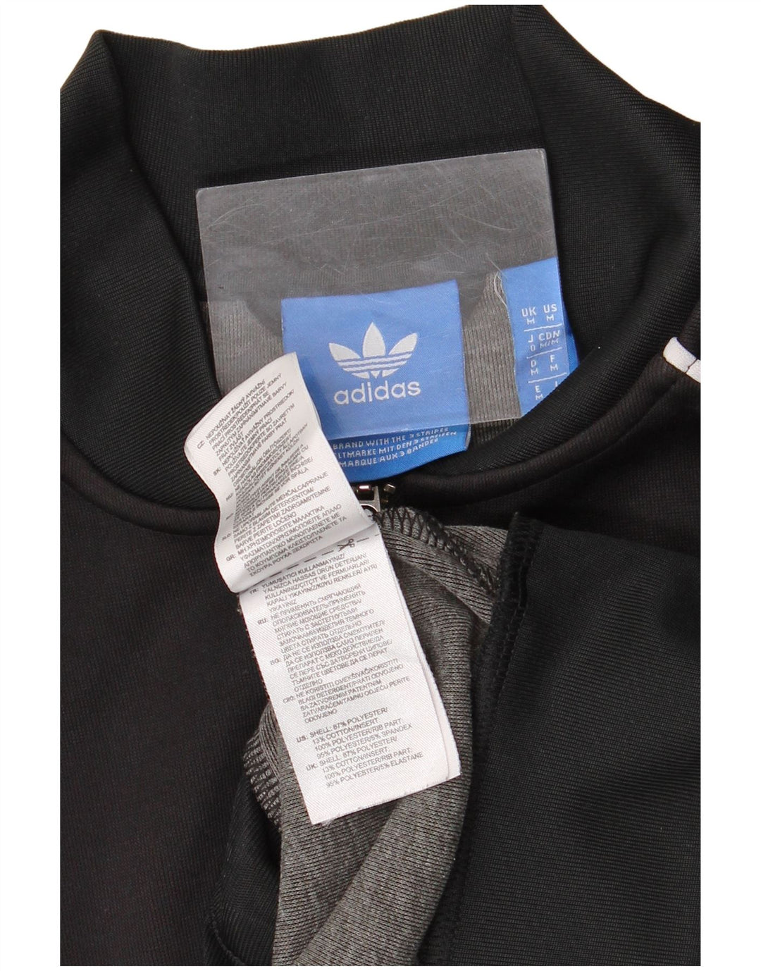 Adidas Mens Tracksuit Top Jacket Medium Black Colourblock Polyester
