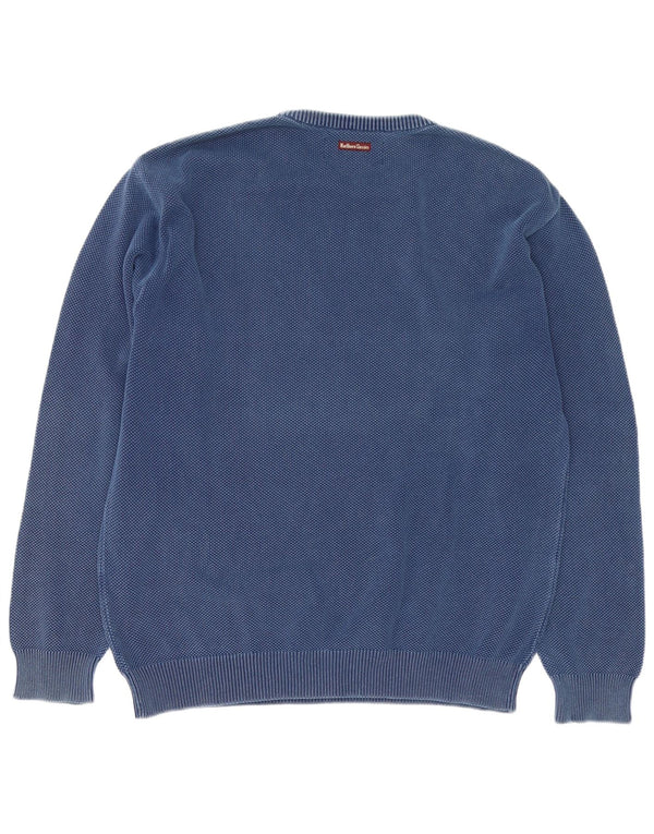 Marlboro Classics Mens Crew Neck Jumper Sweater XL Navy Blue Cotton
