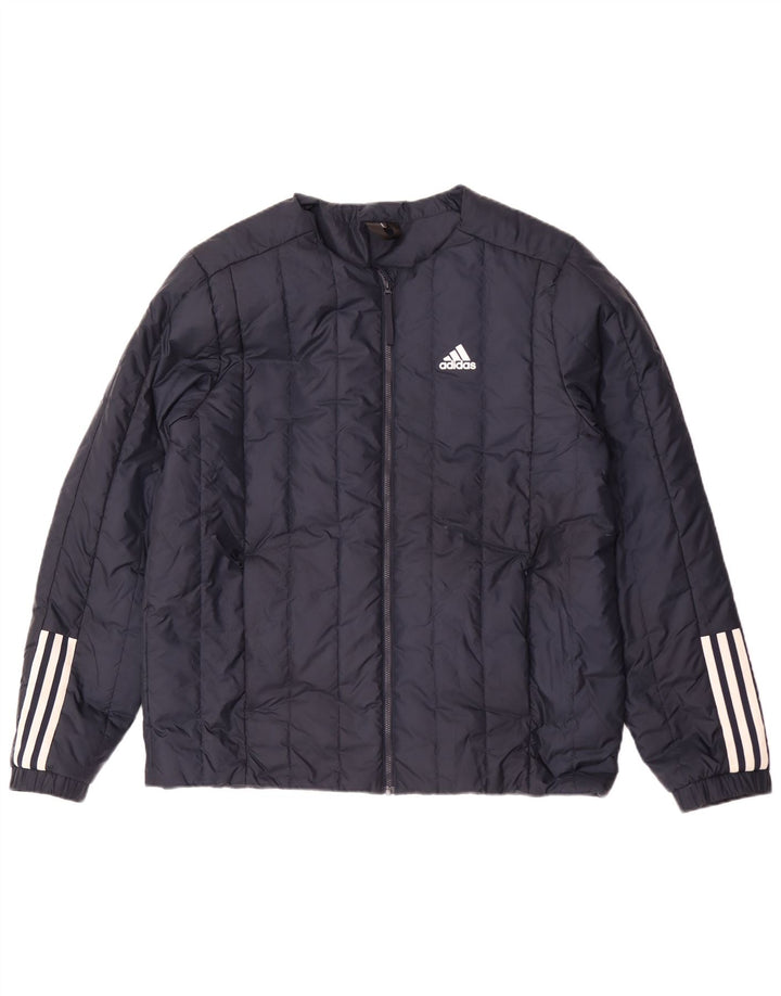 Adidas Mens Padded Jacket UK 40 Large Navy Blue Polyester