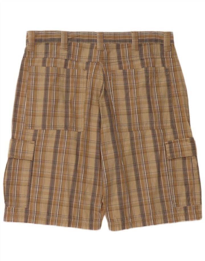 WRANGLER Mens Cargo Shorts W34 Large Brown Check Cotton