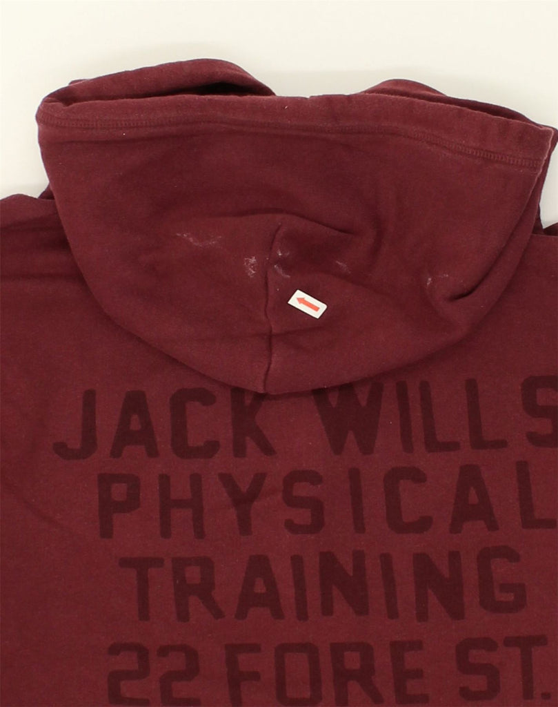 JACK WILLS Mens Graphic Hoodie Jumper Medium Maroon Cotton | Vintage Jack Wills | Thrift | Second-Hand Jack Wills | Used Clothing | Messina Hembry 