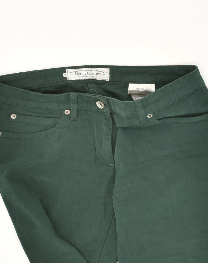 HENRY COTTONS Womens Slim Casual Trousers W27 L25  Green Cotton | Vintage Henry Cottons | Thrift | Second-Hand Henry Cottons | Used Clothing | Messina Hembry 