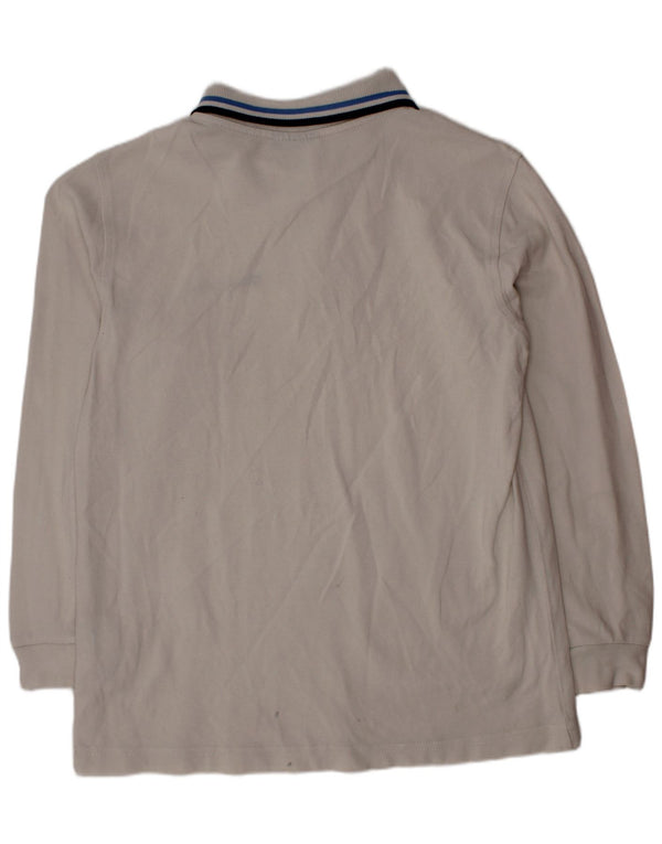 CHAMPION Boys Long Sleeve Polo Shirt 9-10 Years Medium White
