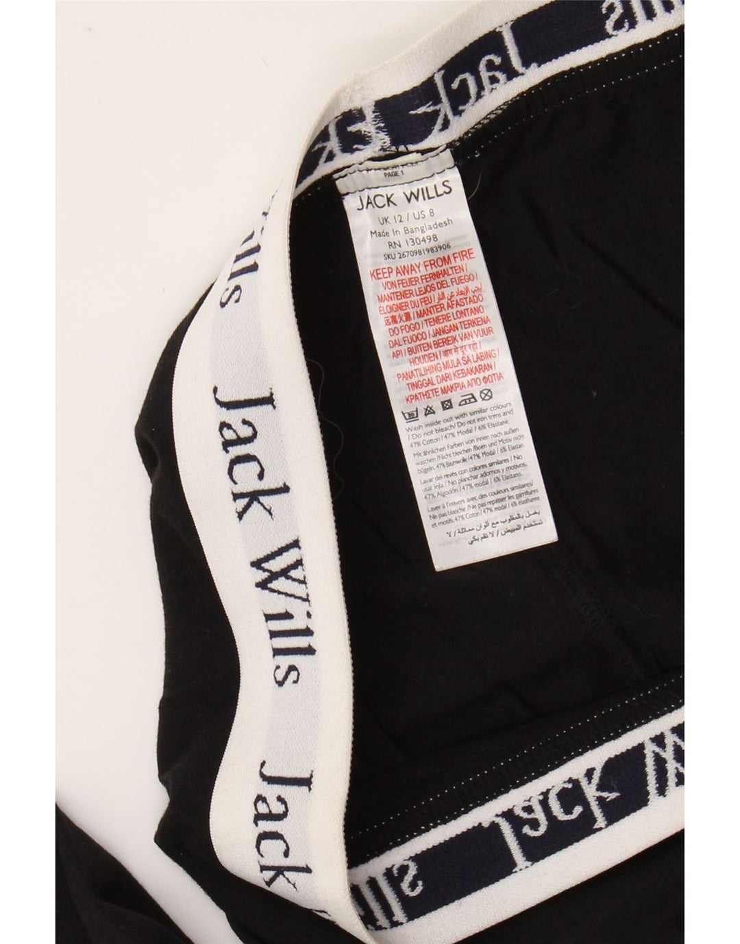 JACK WILLS Womens Graphic Leggings UK 12 Medium Black Colourblock Cotton