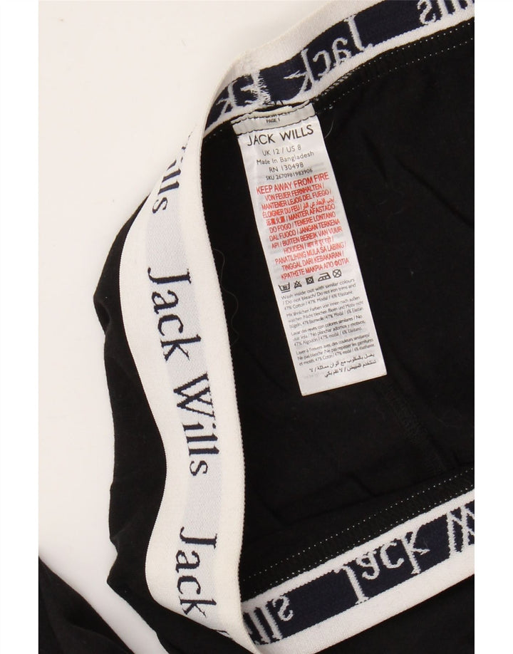 JACK WILLS Womens Graphic Leggings UK 12 Medium Black Colourblock Cotton