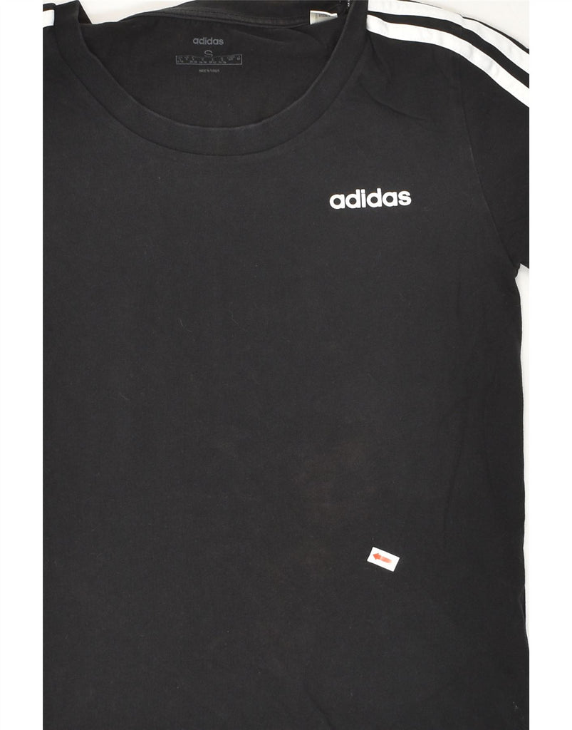 ADIDAS Womens T-Shirt Top UK 8/10 Small Black Cotton Vintage Adidas and Second-Hand Adidas from Messina Hembry 