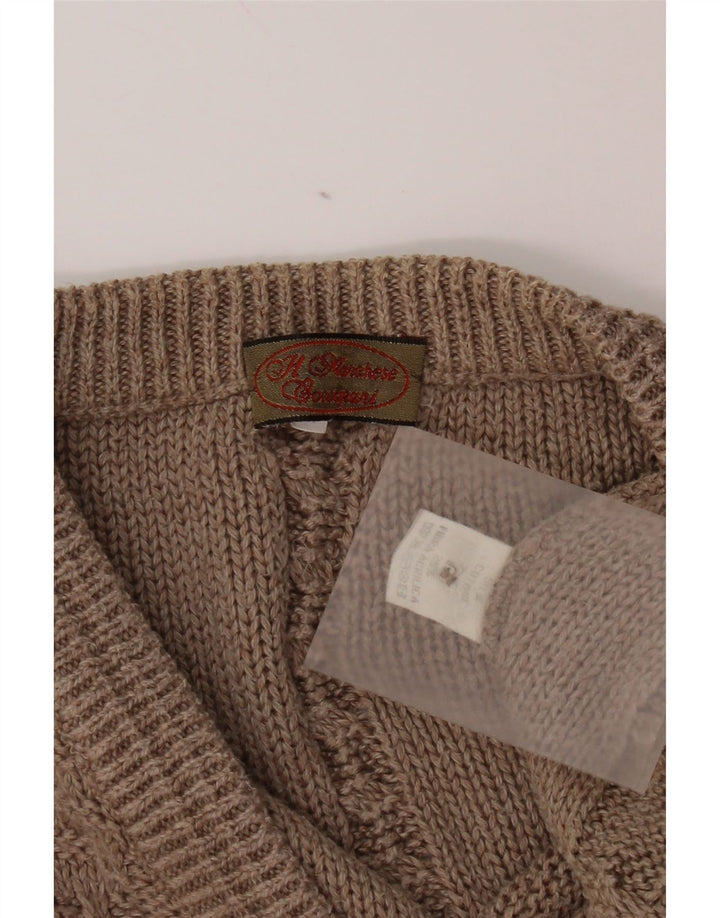 Vintage Mens Loose Fit Cardigan Sweater Medium Brown Cotton
