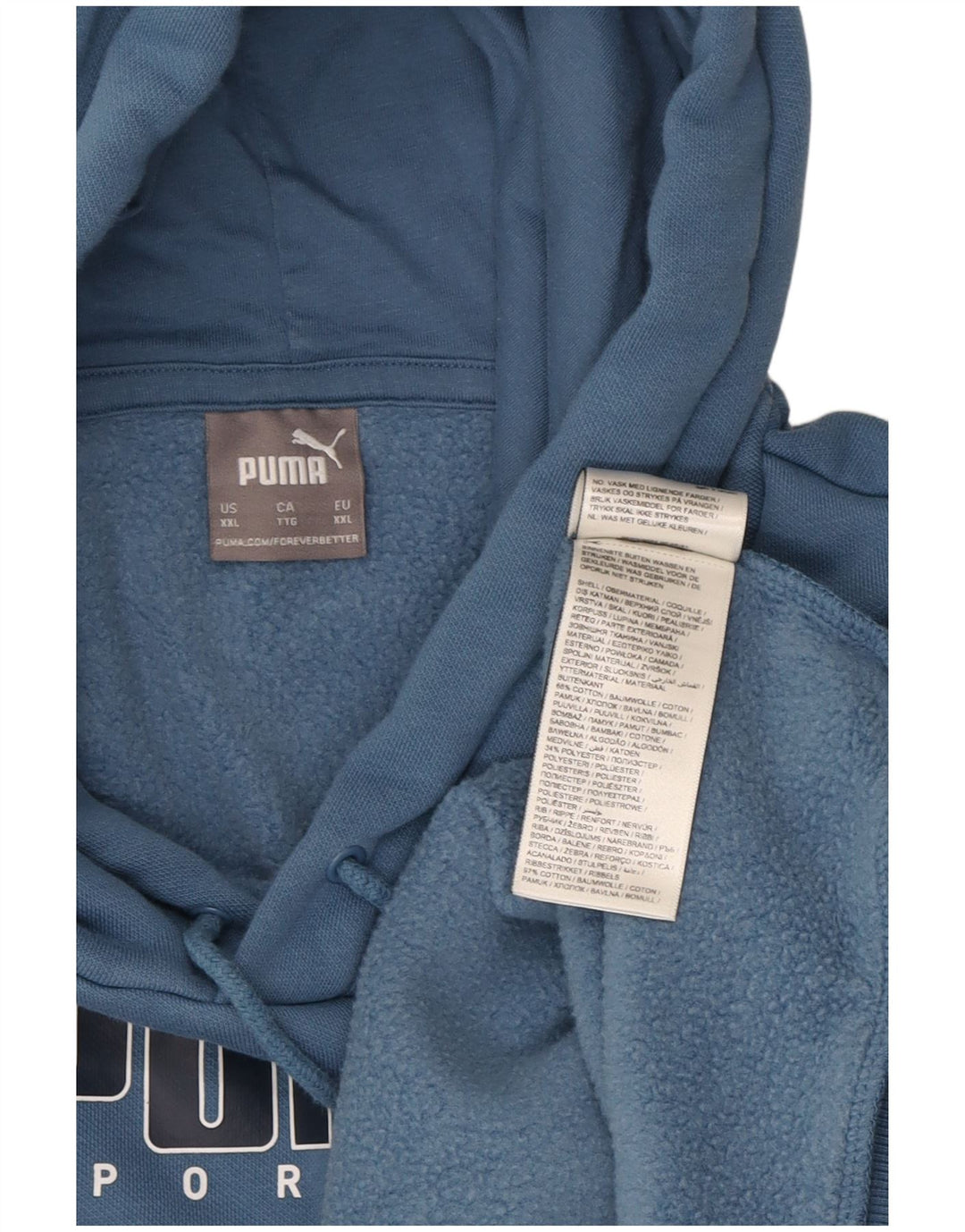 PUMA Mens Graphic Hoodie Jumper 2XL Blue Cotton