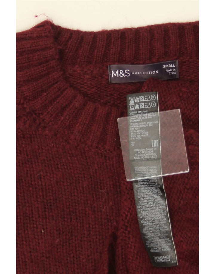 MARKS & SPENCER Womens Boat Neck Jumper Sweater UK 10 Small Burgundy