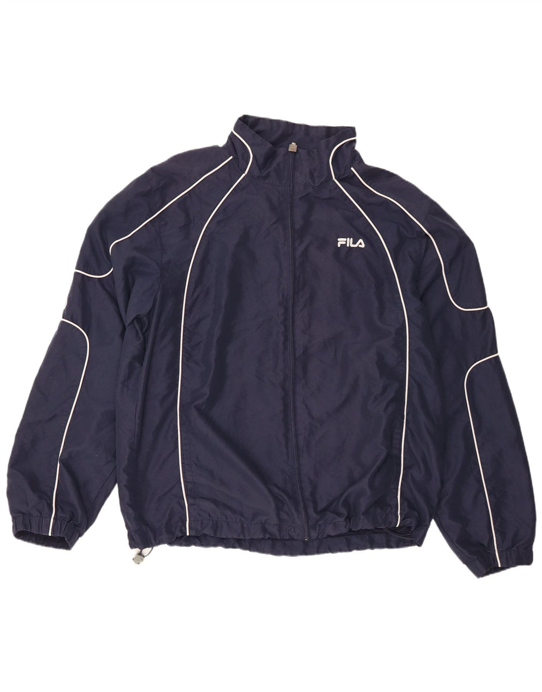Fila Mens Graphic Rain Jacket UK 42 XL Navy Blue Striped Polyester